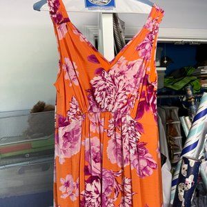 Anthropologie orange floral maxi dress